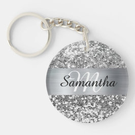 Gnistrande Silver Glitter Folie Personlig Monogram