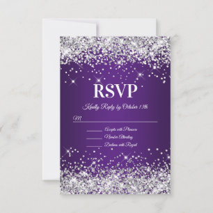 Gnistrande Silver Glitter Kunglig Lila Ombre OSA Kort