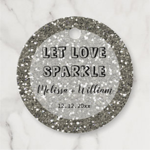 Gnistrande Silver Glitter Låt Kärlek Glänsa Gåvor Etiketter