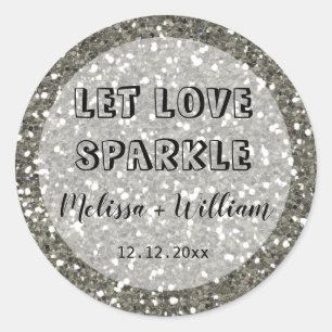 Gnistrande Silver Glitter Låt Kärlek Glänsa Runt Klistermärke