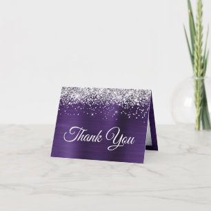 Gnistrande Silver Glitter Mörk Violett Ombre Folie Tack Kort