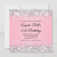 Gnistrande Silver Glitter Rosa 21-årsdag