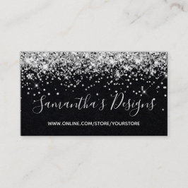 Gnistrande Silver Glitter Webbutik Premium Svart Visitkort