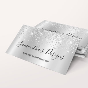 Gnistrande Silver Konfetti Glitter Ombre Webbutik Visitkort