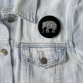 Gnistrande silver mosaik glitter Elefant Knapp