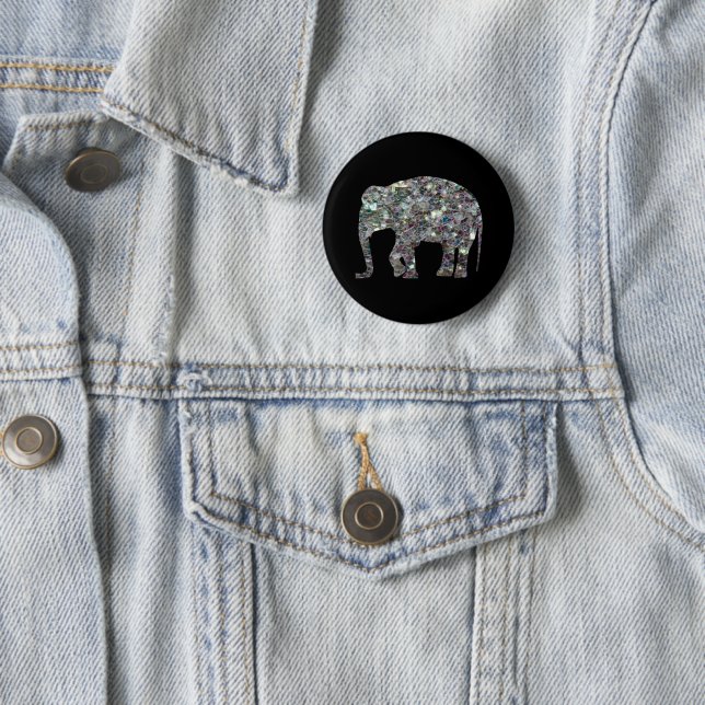 Gnistrande silver mosaik glitter Elefant Knapp (In Situ)