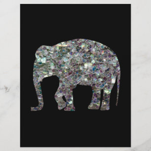 Gnistrande silver mosaik glitter Elefant Reklamblad