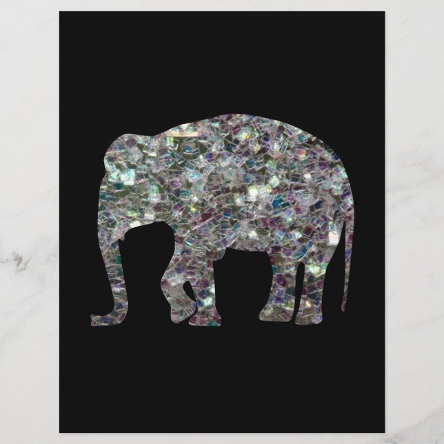 Gnistrande silver mosaik glitter Elefant Reklamblad (Framsidan)