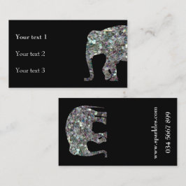 Gnistrande silver mosaik glitter Elefant Visitkort