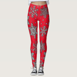 Gnistrande silverglittrande snöflingor     leggings