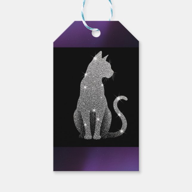 Gnistrande Silverkatt Presentetikett (Framsidan)
