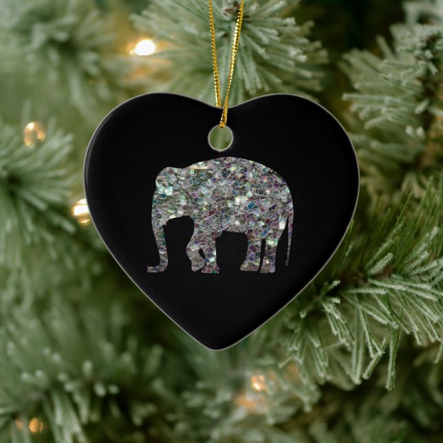 Gnistrande silvermosaik glitter Elefant Julgransprydnad Keramik (Träd)