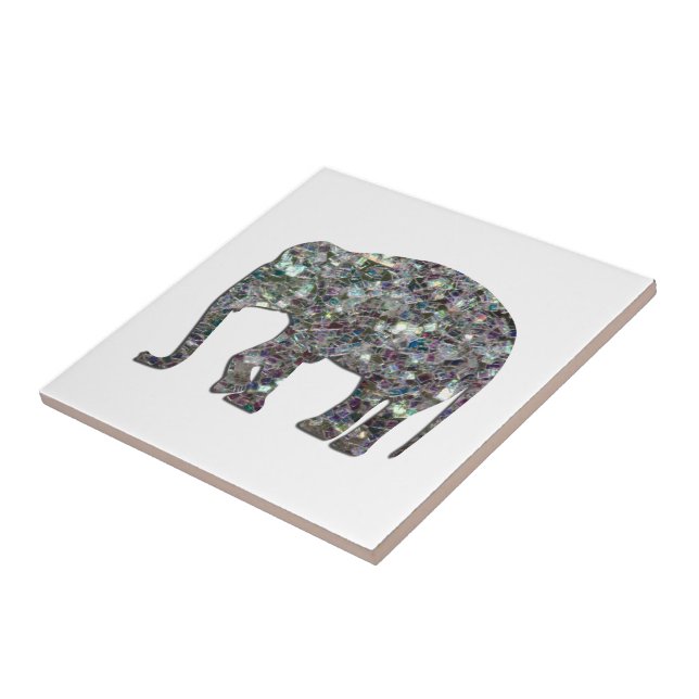Gnistrande silvermosaik glitter Elefant Kakelplatta (Sidan)