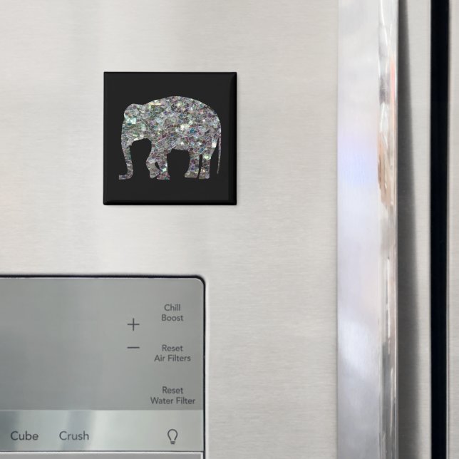 Gnistrande silvermosaik glitter Elefant Magnet (In Situ (Fridge))