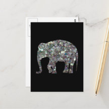 Gnistrande silvermosaik glitter Elefant