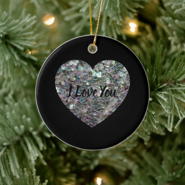 Gnistrande silvermosaik glitter Hjärtan Julgransprydnad Keramik (Träd)