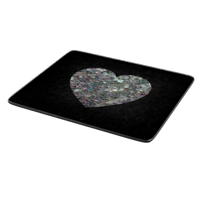 Gnistrande silvermosaik glitterhjärta (Hörn)