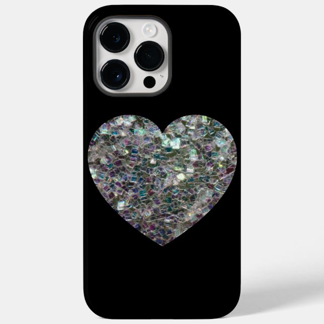 Gnistrande silvermosaik glitterhjärta (Baksida)