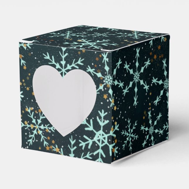 Gnistrande snöflingor Vita Blå i Svart Natt Himmel Presentaskar (Framsidan Sidan)