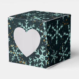 Gnistrande snöflingor vita blå på svart natt himme presentaskar