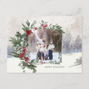 Gnistrande snöscen Vinter Blomster Foto Vykort