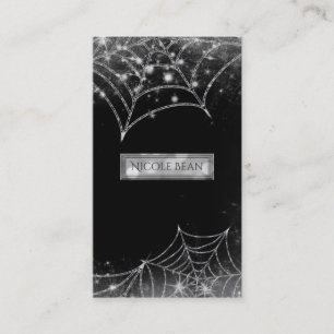Gnistrande spindelnät Mörk Glam Halloween gotisk Visitkort