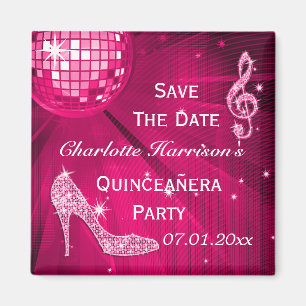 Gnistrande Stiletto Klack Quinceañera Spara Datum Magnet