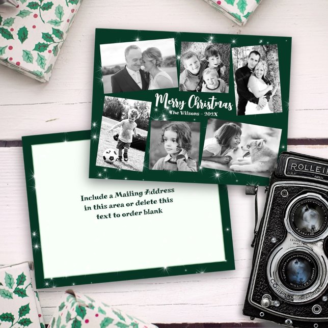 Gnistrande stjärnor Foto Collage God Jul Vykort (Skapare uppladdad)