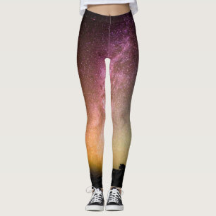 Gnistrande stjärnor regnbågsgalax leggings