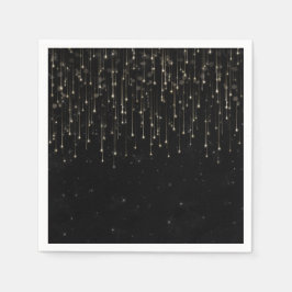 Gnistrande stjärnskott Svart Chic Förlovningsfest Pappersservett