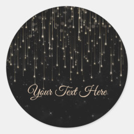 Gnistrande stjärnskott Svart Chic Förlovningsfest Runt Klistermärke