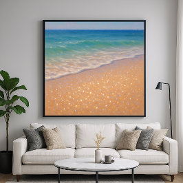 Gnistrande strand - Pastellmålning Havsutsikt Poster