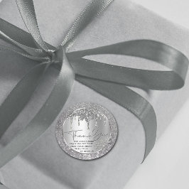 Gnistrande tack silver droppande glitter klassiker runt klistermärke