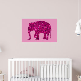 Gnistrande varmröd Elefantfalska gnistor på rosa Poster