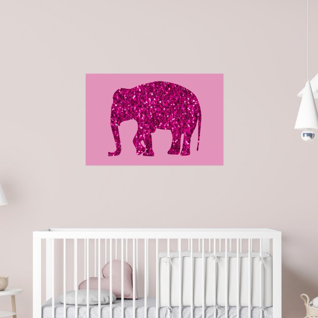 Gnistrande varmröd Elefantfalska gnistor på rosa Poster (Barnkammare 2)