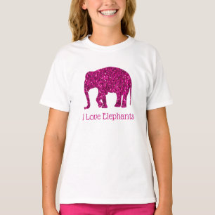 Gnistrande varmt rosa Elefanter text anpassa T Shirt