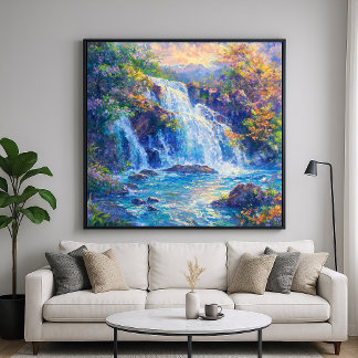 Gnistrande vattenfall - Impressionistisk målningst Poster