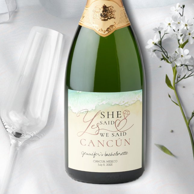 Gnistrande vinetiketter | Cancun-stranden (Skapare uppladdad)