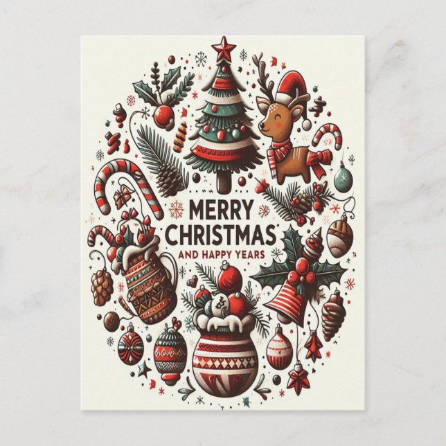 Gnistrande vinterönskningar i ett festligt vykort (Framsida)