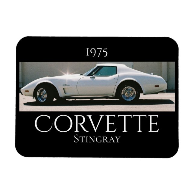 Gnistrande vit '75 Corvette Magnet (Horisontell)