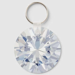 Gnistrande vit safir metallnyckelring med handrita nyckelring