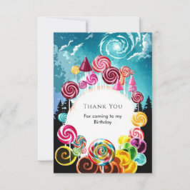 Gnistrande Whimsical Godisland Födelsedag Tack Kort