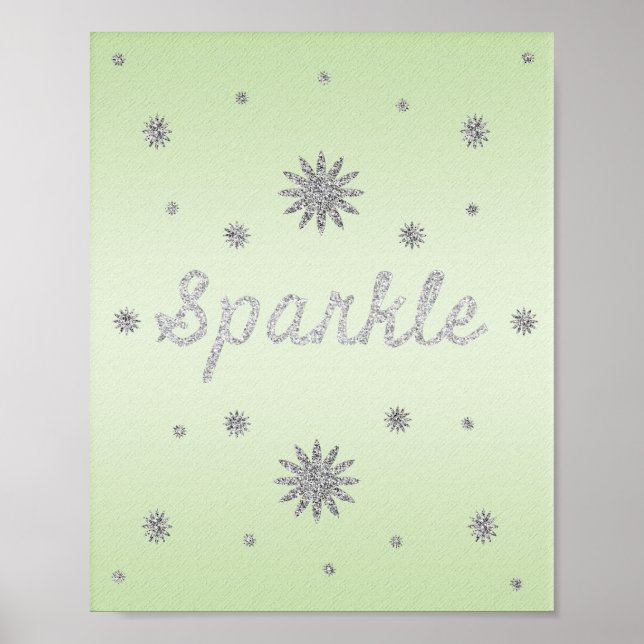 Gnistrans Grönt med Silver Glitter Poster (Framsidan)