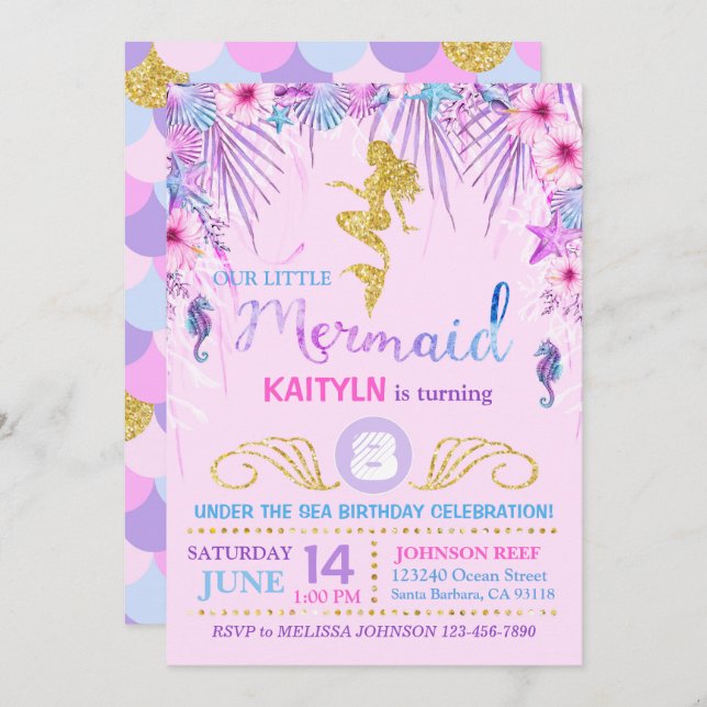 Gnistrans Sjöjungfru under Havsdagen Inbjudningar (Fram/baksida)