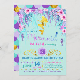 Gnistrasjöjungfru under havsfödelsedagen inbjudningar