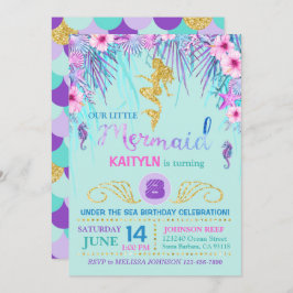 Gnistrasjöjungfru under havsfödelsedagen inbjudningar