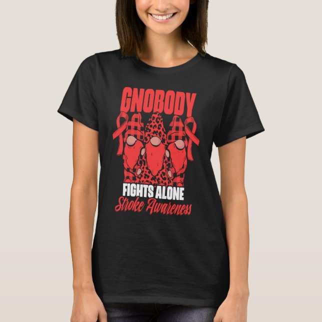 Gno Fights Ensam Gnome Stroke Survivor Stroke T Shirt (Framsida)