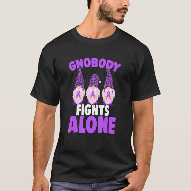 Gnobody Fights Alone Epilepsy Gnome Epilepsy Aware T Shirt (Framsida)