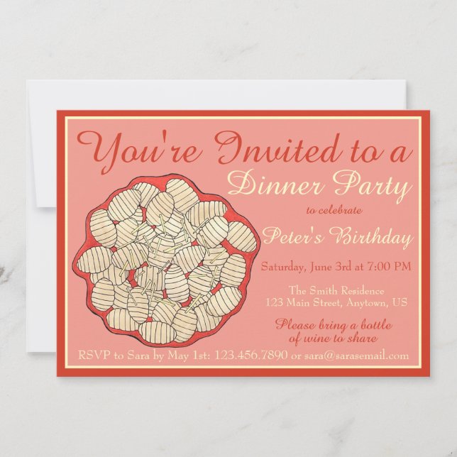 Gnocchi Italiano Food Potato Dumplings Dinner Part Inbjudningar (Framsida)