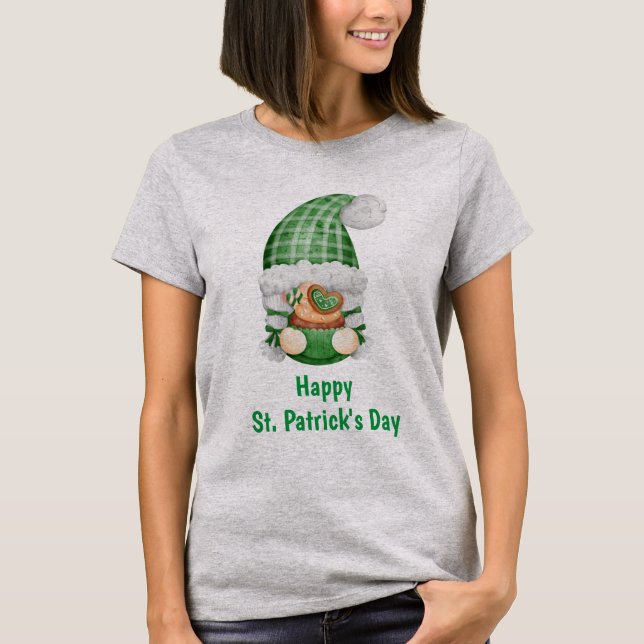 Gnom Grön Söt Behaglig St. Patrick's Day T Shirt (Framsida)